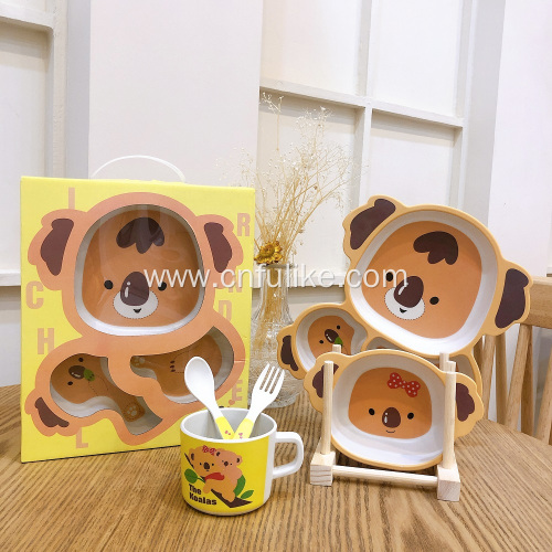 5 Piece Cute Bamboo Koala Dinnerware Set